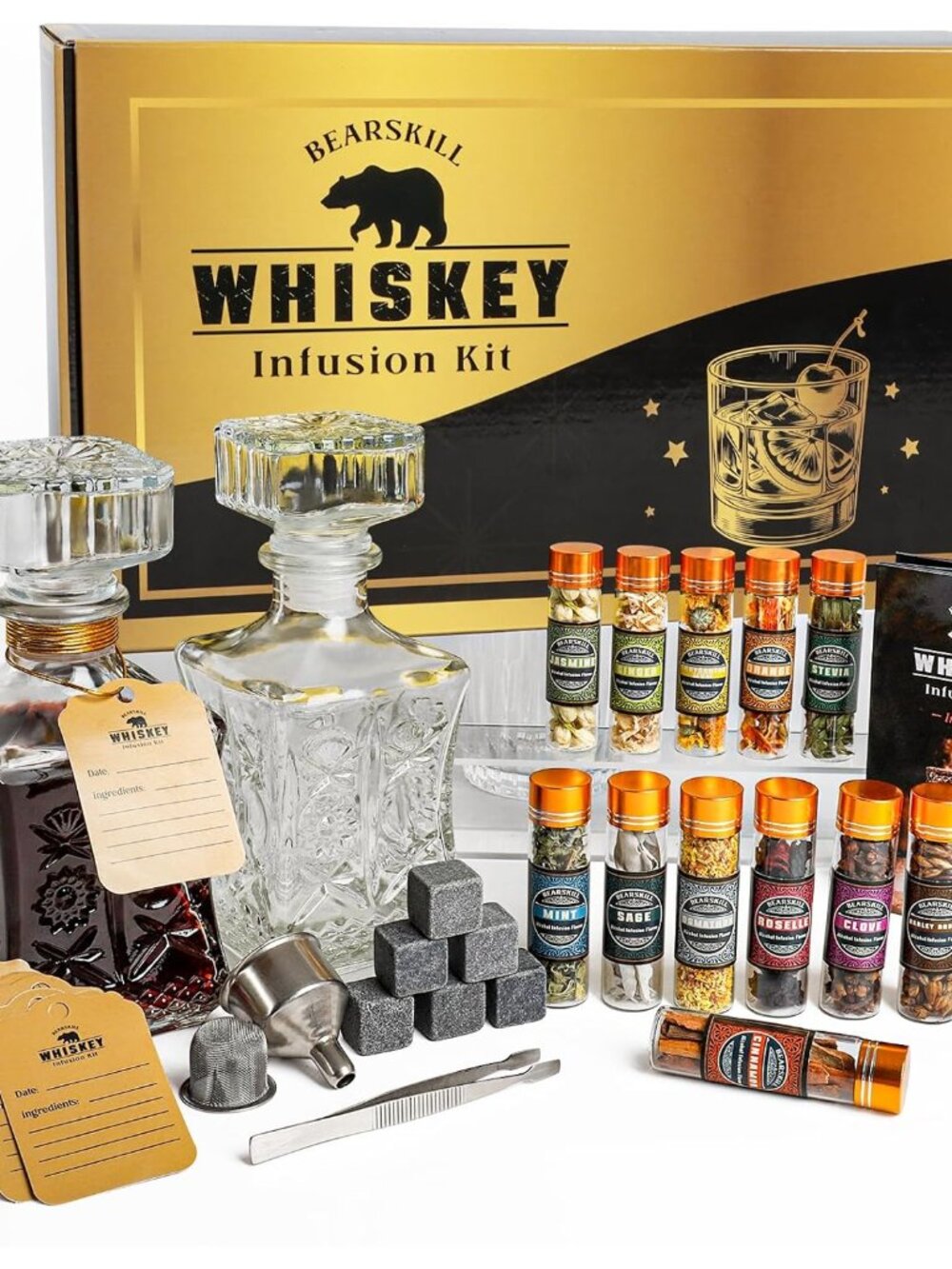 Whiskey Infusion Kit, DIY Alcohol Making Kit for Infusing Bourbon, Rye, Gin, Vod